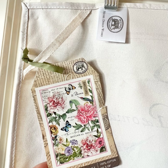 Tea Towel by Michel Design Works Vintage  Botanical Peony Floral and Butterflies - Picture 3 of 5